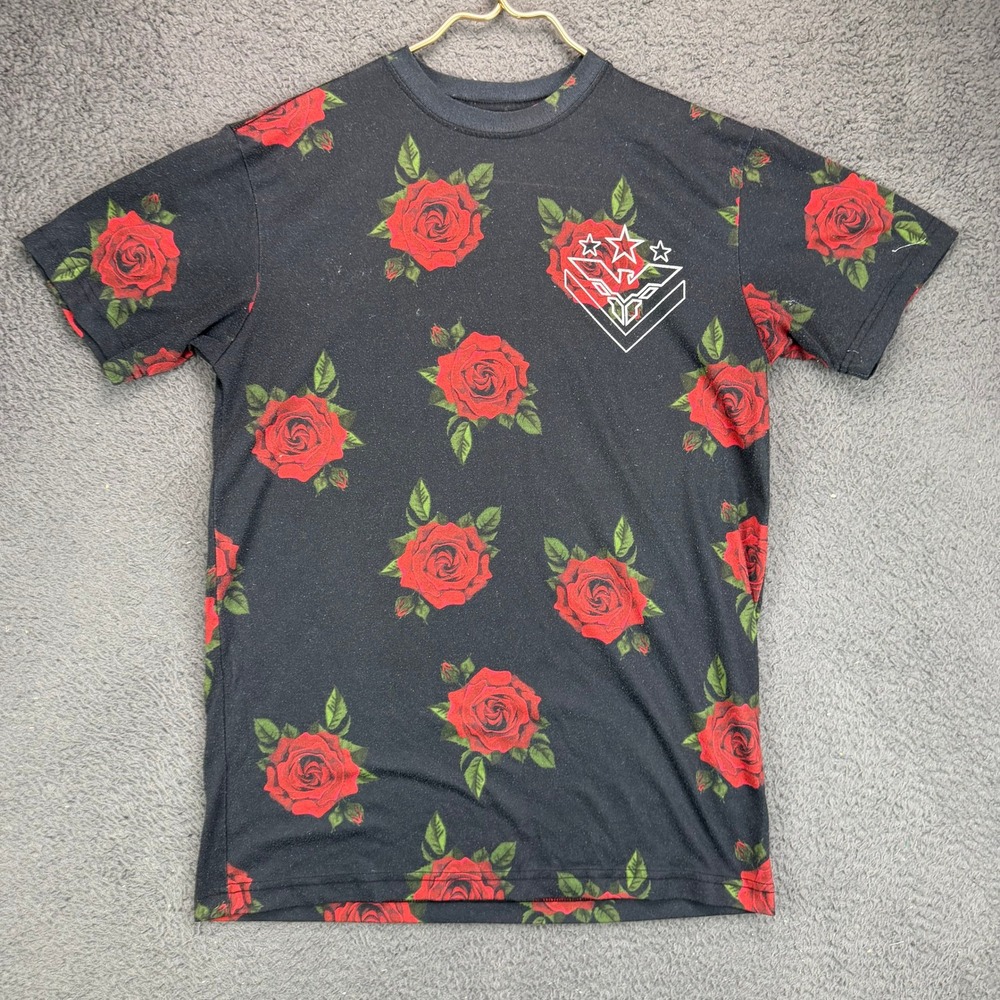 American Fighter Mens Small Black Rose Floral Graphic T-Shirt Premium Athletics